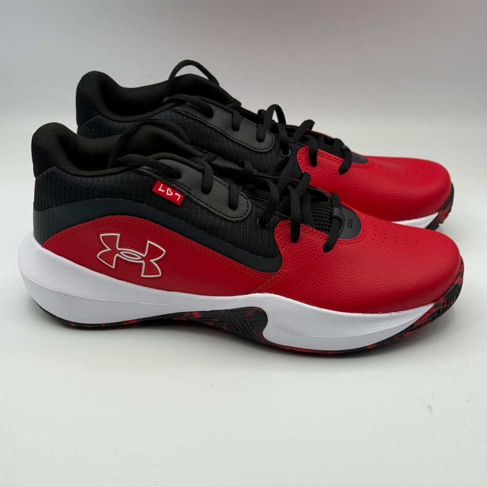 Under Armour UA Lockdown 7 Shoes Mens Size 10 Red Black Basketball 3028512-600